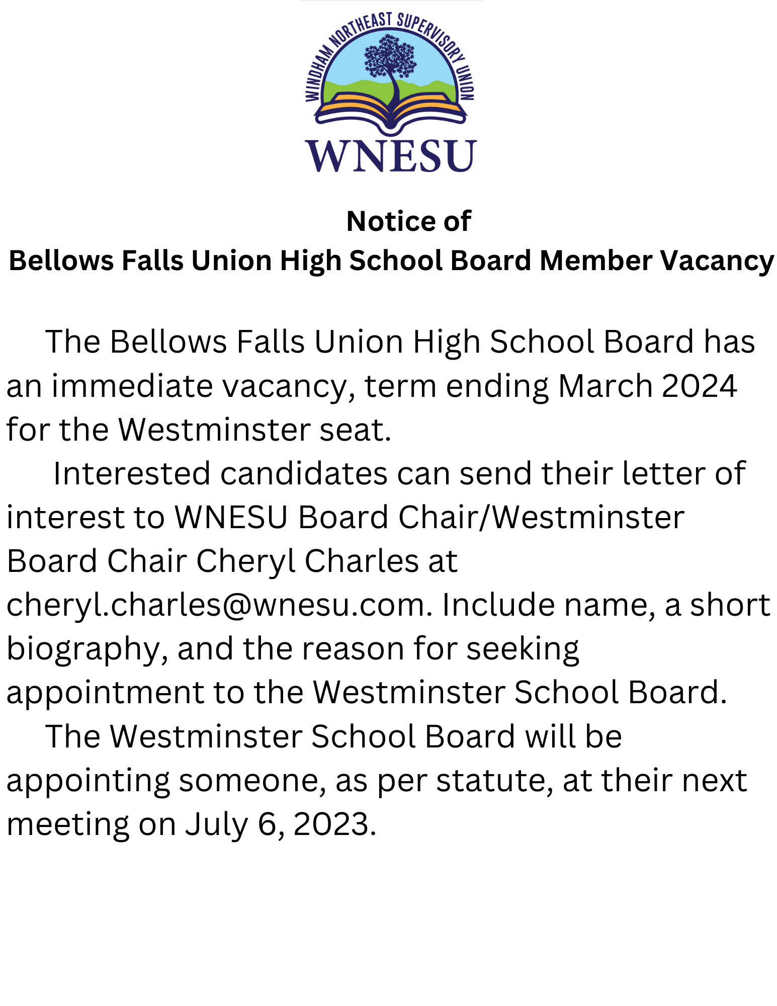 Board vacancy